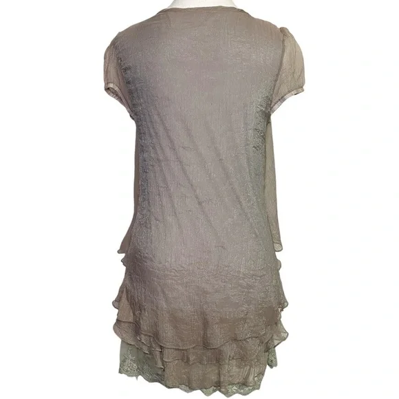 Simply Couture Brown and Green Layered Mini Dress - Picture 2 of 12